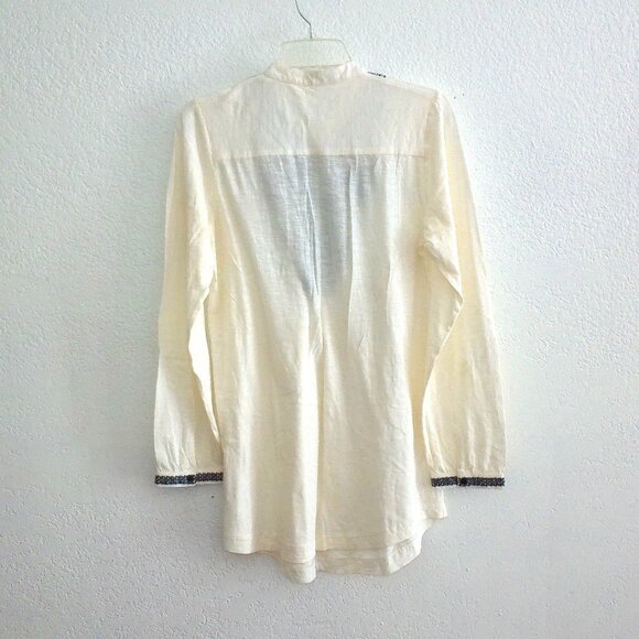 White long sleeve shirt, with cross stitch embroidery details, - Picture 8 of 8